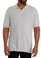 Big & Tall Short Sleeve Textured Johnny Collar Polo Shirt