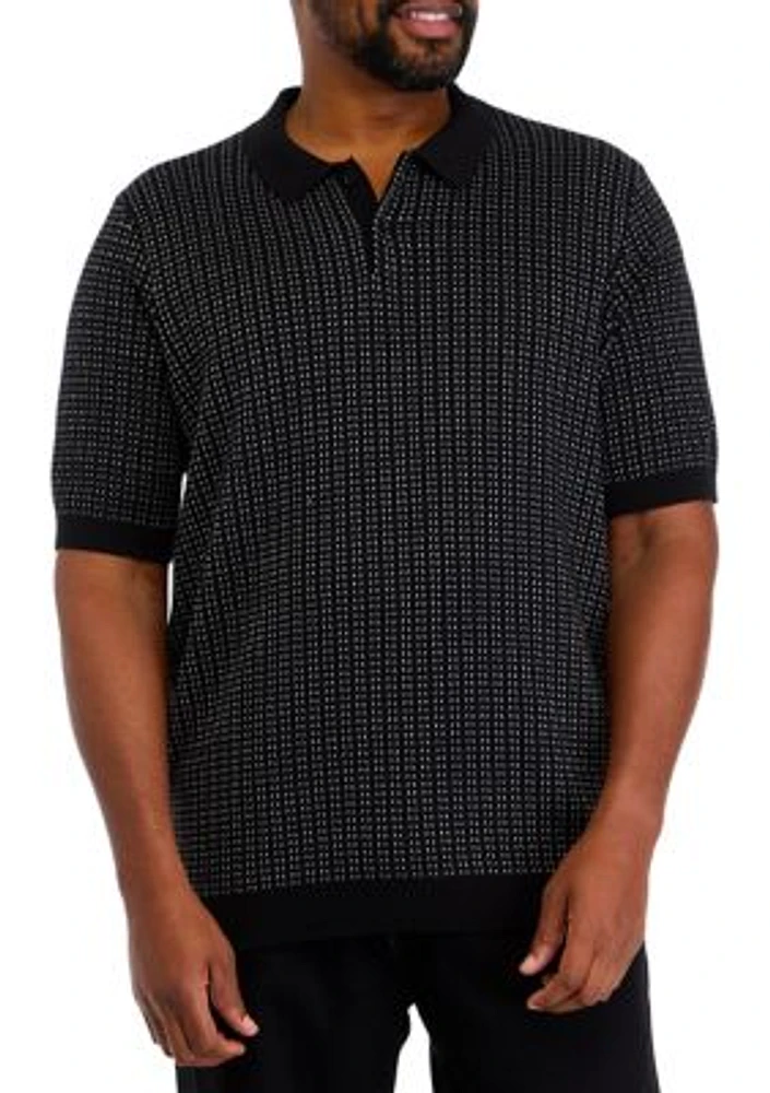 Big & Tall Short Sleeve Textured Button Polo Shirt