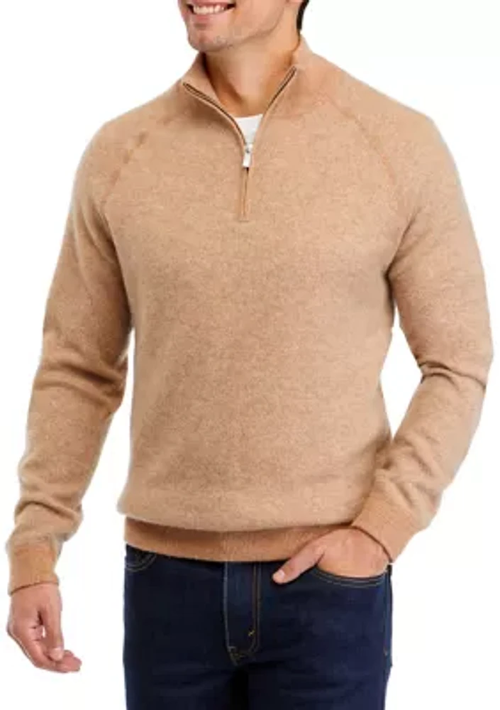 Men's Cashmere 1/4 Zip Mock Neck Sweater