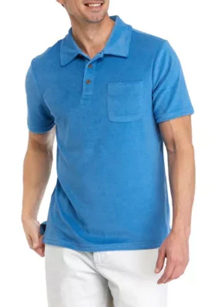 Men's Short Sleeve French Terry Solid Polo Shirt