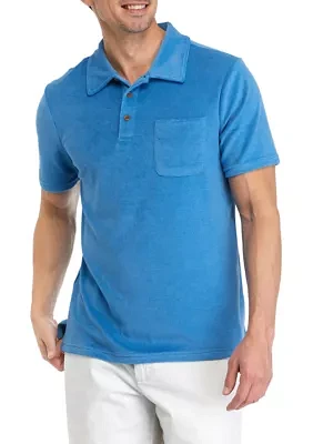 Men's Short Sleeve French Terry Solid Polo Shirt