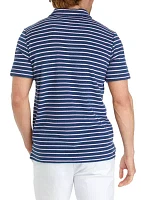 Short Sleeve French Terry Stripe Polo Shirt