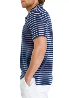 Short Sleeve French Terry Stripe Polo Shirt