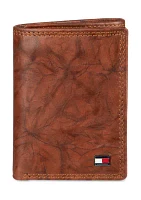 Crunch Leather Trifold Wallet with Enamel Flag