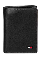 Leather Trifold Wallet with Interior Zipper