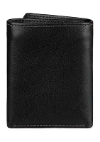 Leather Trifold Wallet with Interior Zipper