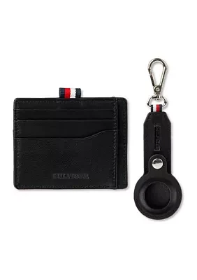 Card Case Wallet with Airtag Key Fob Pocket