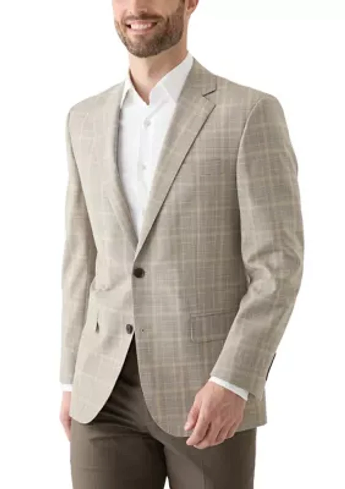 Men's Check Wool Stretch Classic Fit Suit Jacket