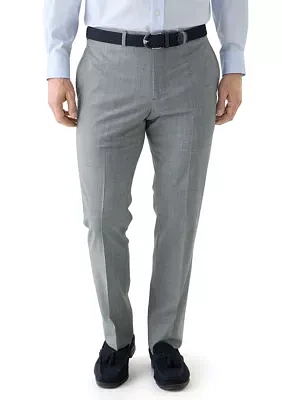 Men's Windowpane Wool Stretch Classic Fit Suit Trouser Pants