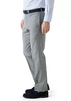 Men's Windowpane Wool Stretch Classic Fit Suit Trouser Pants