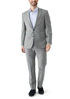 Men's Windowpane Wool Stretch Classic Fit Suit Trouser Pants