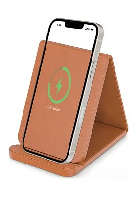 Tan Folding Leather Wireless Charging Stand