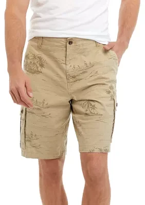 11" Printed Twill Cargo Shorts