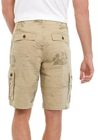 11" Printed Twill Cargo Shorts