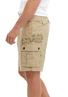 11" Printed Twill Cargo Shorts