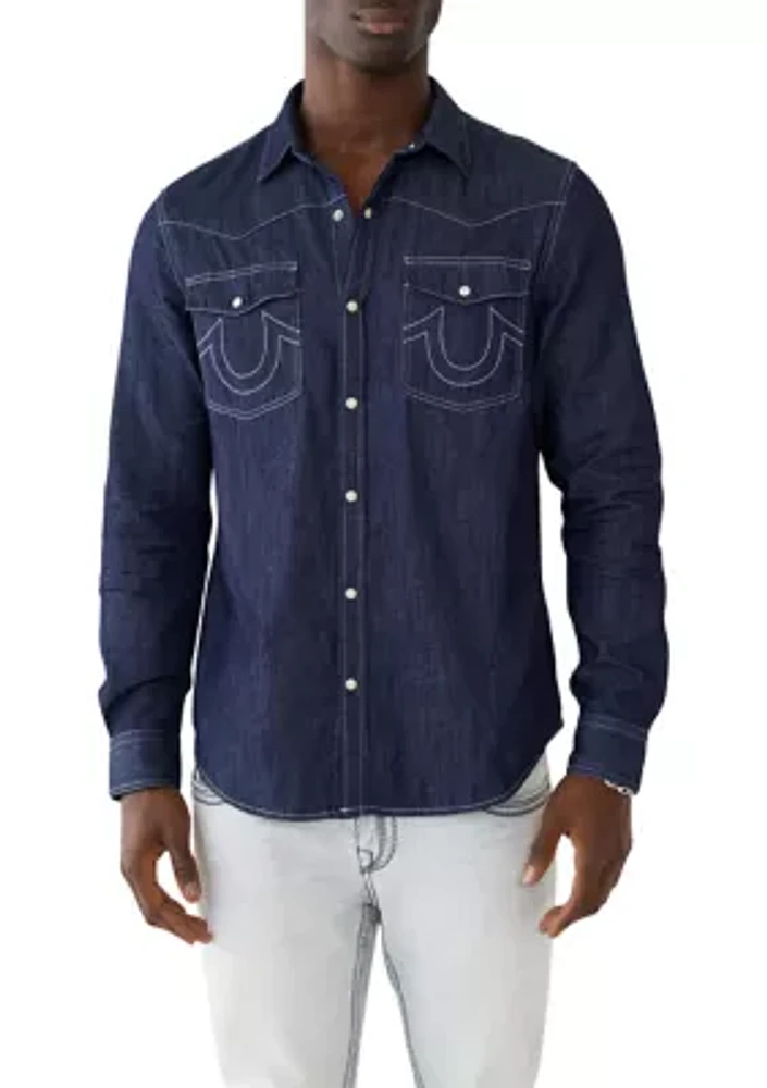 Men's Dark Wash Western Shirt