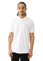 Men's Relaxed Fit Buddha Patch Short Sleeve Polo Shirt