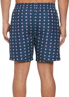 7" Navy Stars Printed Swim Shorts