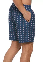 7" Navy Stars Printed Swim Shorts