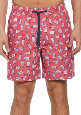 7" Red Popsicle Print Swim Shorts