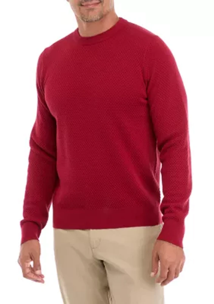 Men's Solid Textured Crew Sweater