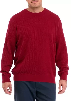 Big & Tall Solid Textured Crew Neck Sweater