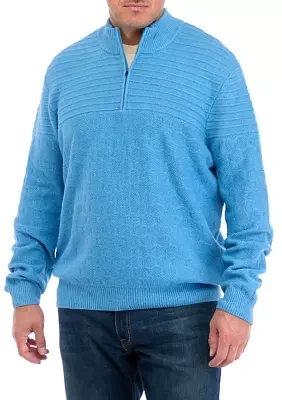 Big & Tall Long Sleeve Textured 1/4 Zip Sweater