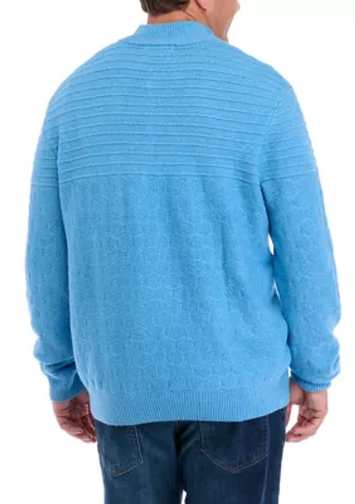 Big & Tall Long Sleeve Textured 1/4 Zip Sweater