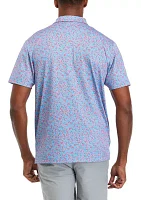 Micro Floral Printed Polo Shirt