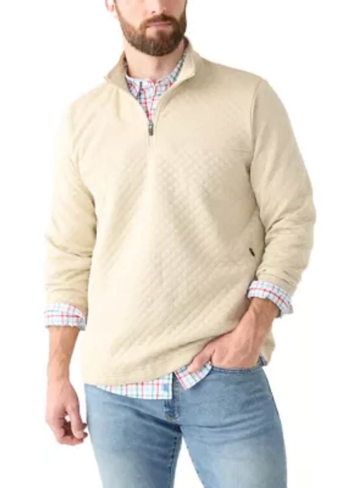 Long Sleeve 1/4 Zip Quilted Pullover Sweater