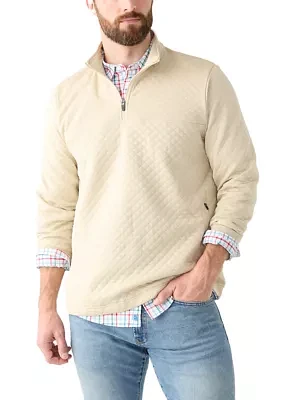 Long Sleeve 1/4 Zip Quilted Pullover Sweater