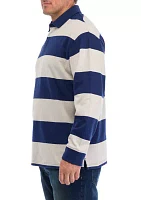 Big & Tall Long Sleeve Stripe Rugby Polo Shirt