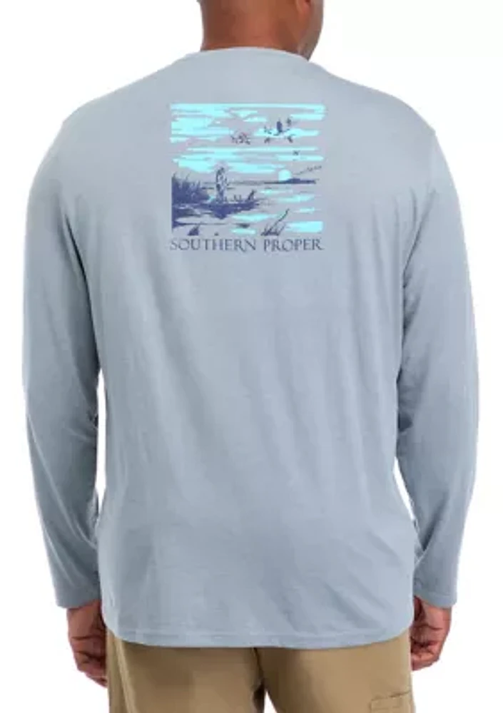 Big & Tall Long Sleeve Lake Day Graphic T-Shirt