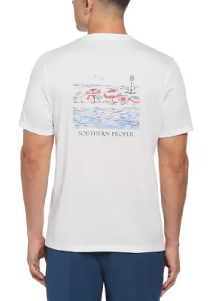 Men's Sopro Beach Scene Graphic T-Shirt