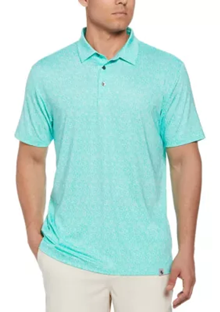 Men's Short Sleeve Tonal Floral Printed Polo Shirt