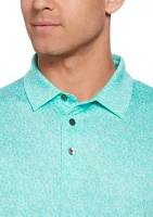 Men's Short Sleeve Tonal Floral Printed Polo Shirt