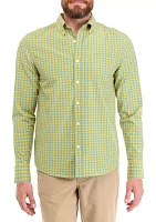 Long Sleeve Gingham Plaid Woven Shirt