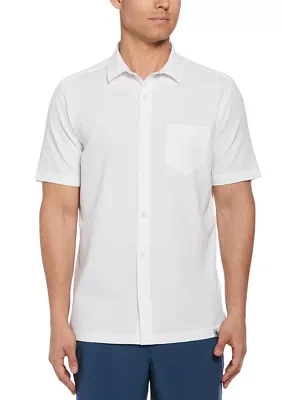 Short Sleeve Seersucker Solid Textured Shirt