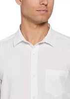 Short Sleeve Seersucker Solid Textured Shirt