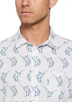 Short Sleeve Seersucker Marlin Printed Shirt