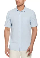 Short Sleeve Seersucker Striped Button Down Shirt