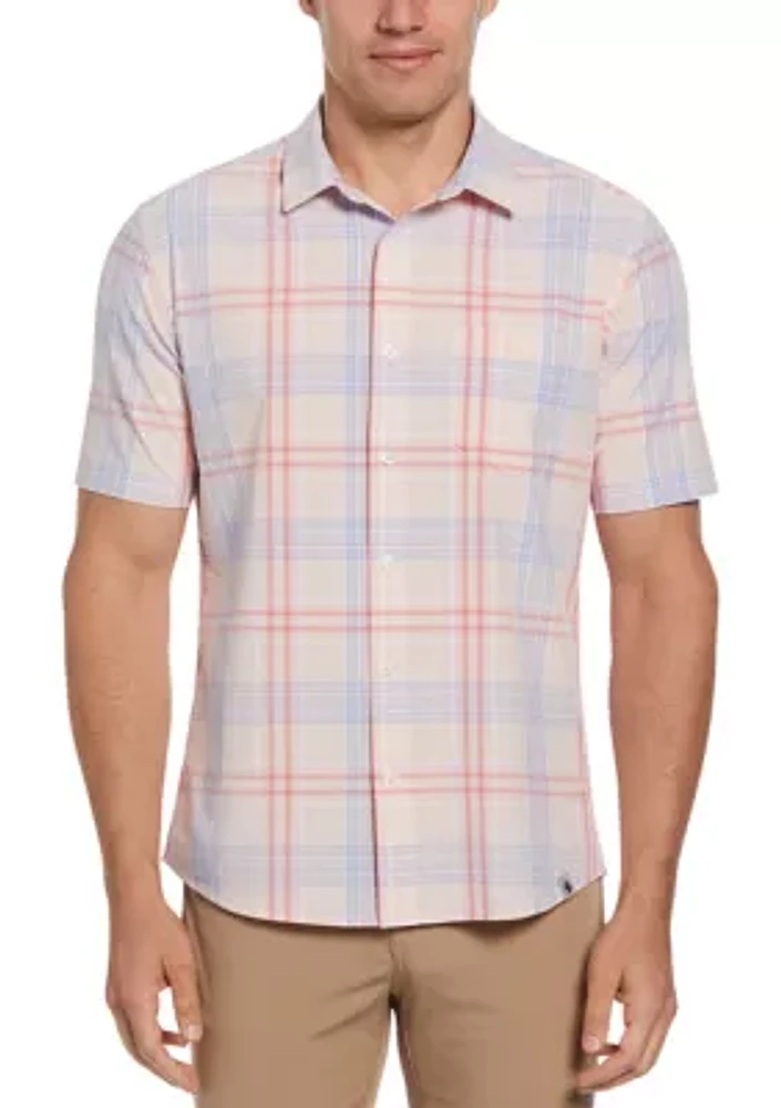 Short Sleeve Madras Plaid Woven Shirt