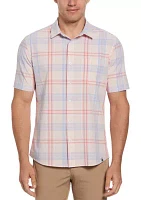 Short Sleeve Madras Plaid Woven Shirt