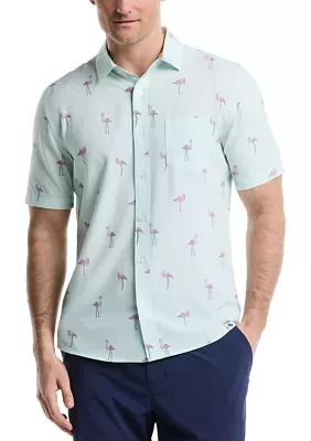 Men's Printed Flamingo Seersucker Shirt