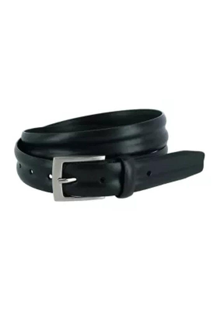 Men's 35 Millimeter Center Heat Crease Black Leather Belt