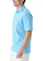 Slub Knit Short Sleeve Cotton Polo Shirt