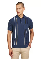 Men's Short Sleeve Vertical Ottoman Stripe Polo Shirt