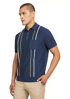 Men's Short Sleeve Vertical Ottoman Stripe Polo Shirt