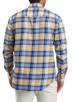 Men's Long Sleeve Twill Plaid Shirt