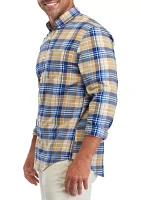 Men's Long Sleeve Twill Plaid Shirt